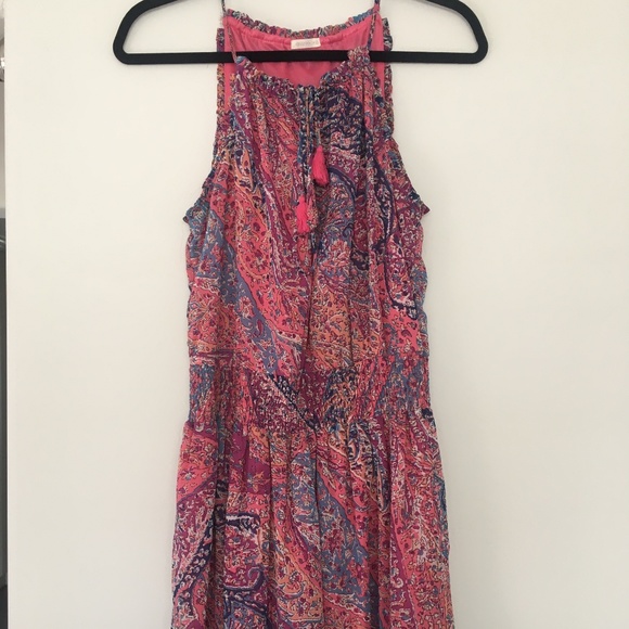 Halter Neck Mini Dress with Pink Tassles - Picture 1 of 4